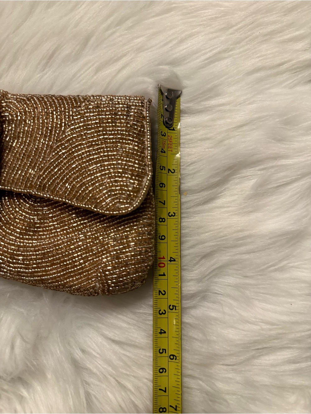 Gold Beaded Evening Clutch with Crystal Buckle - Picture 6 of 6